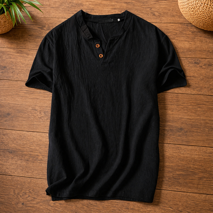Stratford Relaxed Fit Henley - Black
