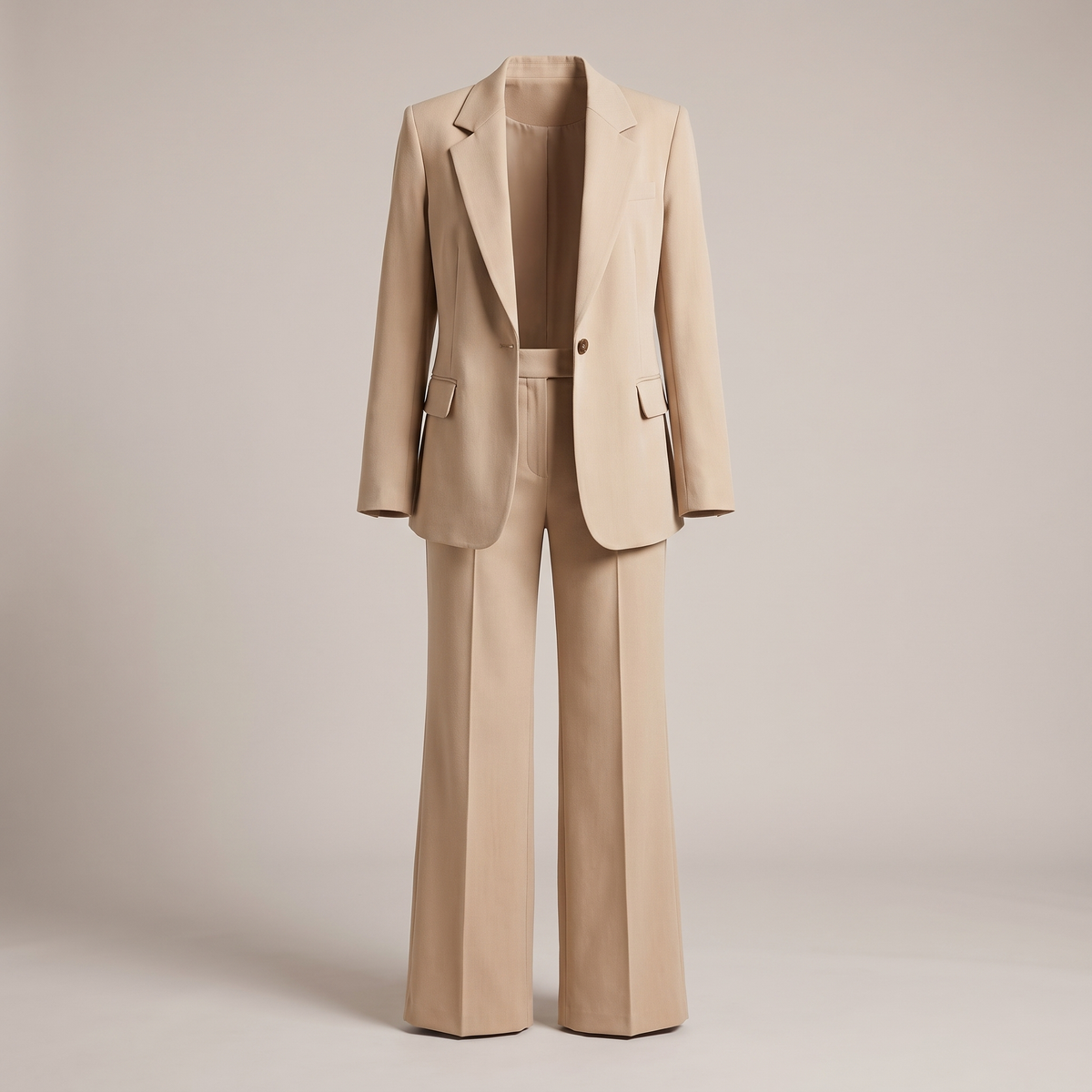 Structured Blazer and Trouser Set - Beige