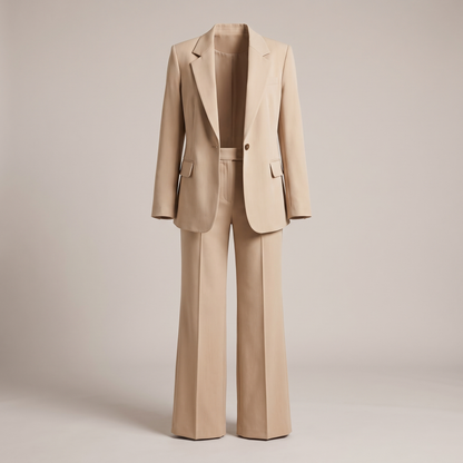 Structured Blazer and Trouser Set - Beige