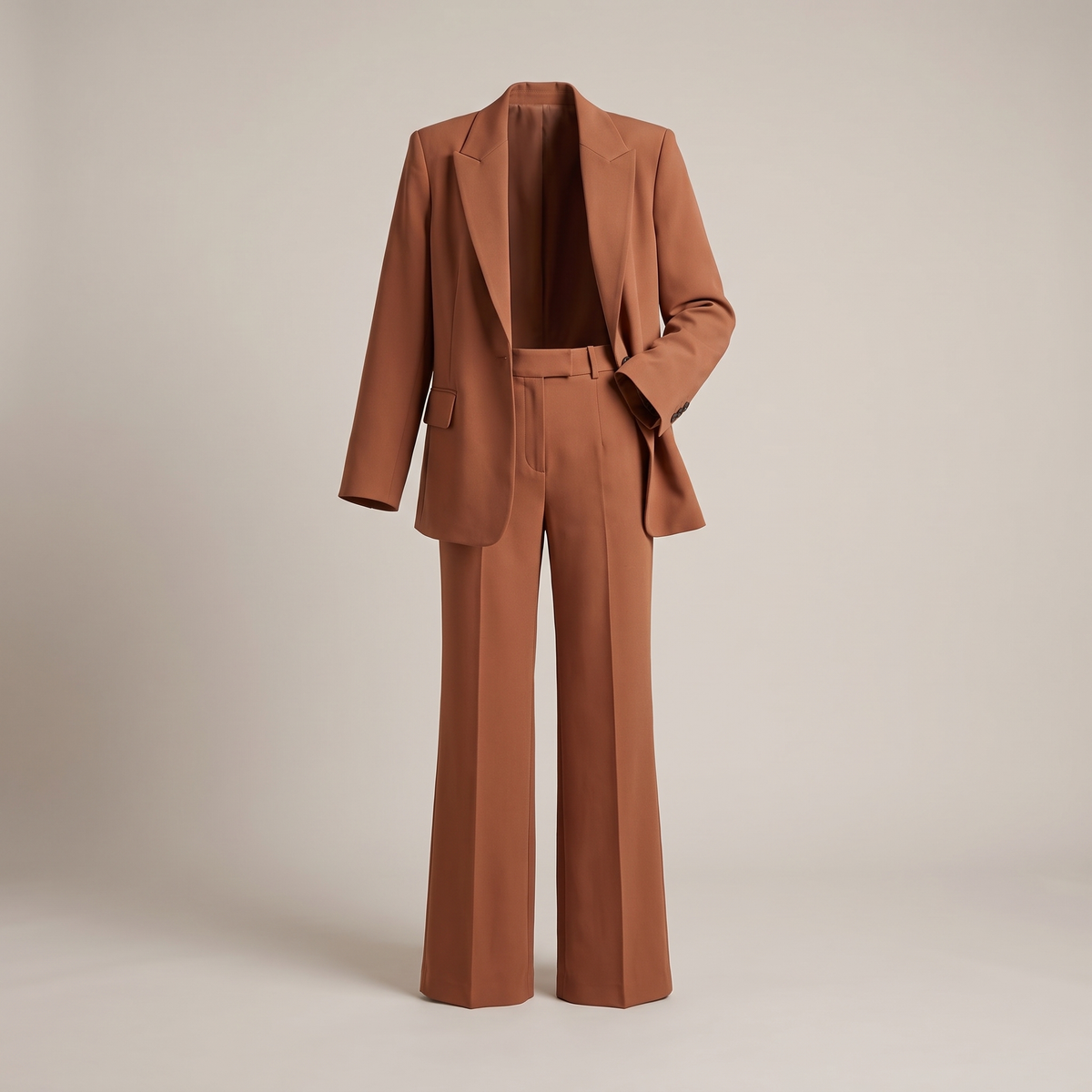 Structured Blazer and Trouser Set - Brown