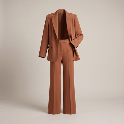 Structured Blazer and Trouser Set - Brown