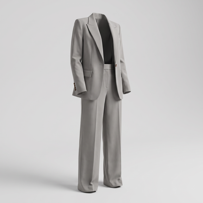 Structured Blazer and Trouser Set - Grey