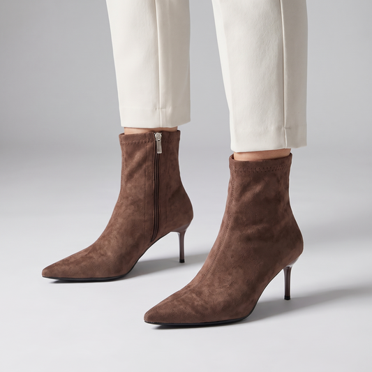 Suede-Look Pointed Ankle Boots