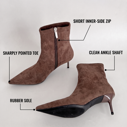 Suede-Look Pointed Ankle Boots
