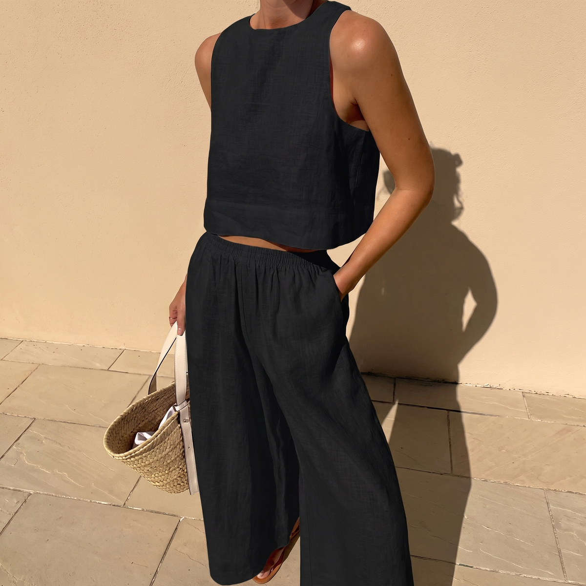 Suttonvale Wide-Leg Summer Set - Black