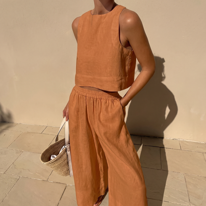 Suttonvale Wide-Leg Summer Set - Brown
