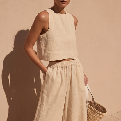 Suttonvale Wide-Leg Summer Set - Khaki