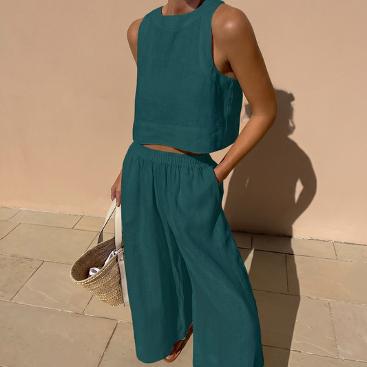 Suttonvale Wide-Leg Summer Set - Peacock-Green