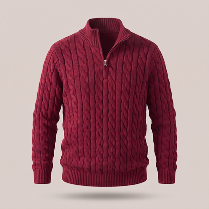 Premium Cable Knit Comfort Jumper - Burgundy