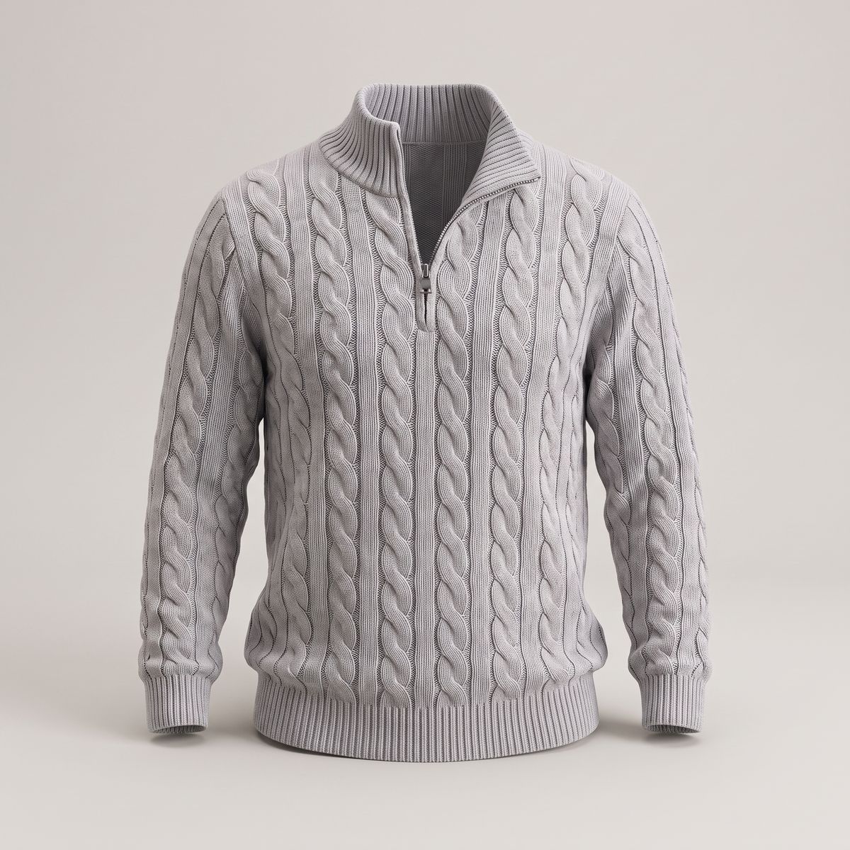 Premium Cable Knit Comfort Jumper - Grey
