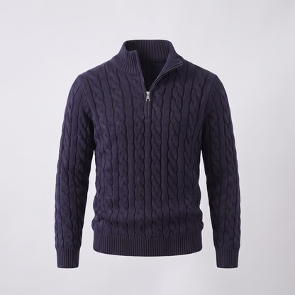Premium Cable Knit Comfort Jumper - Navy