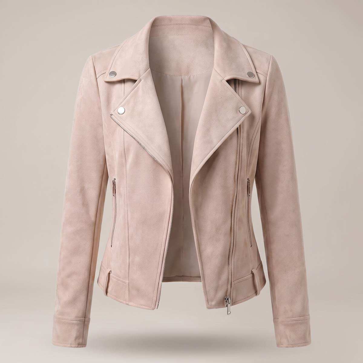 Tailored Zip Front Jacket - Beige