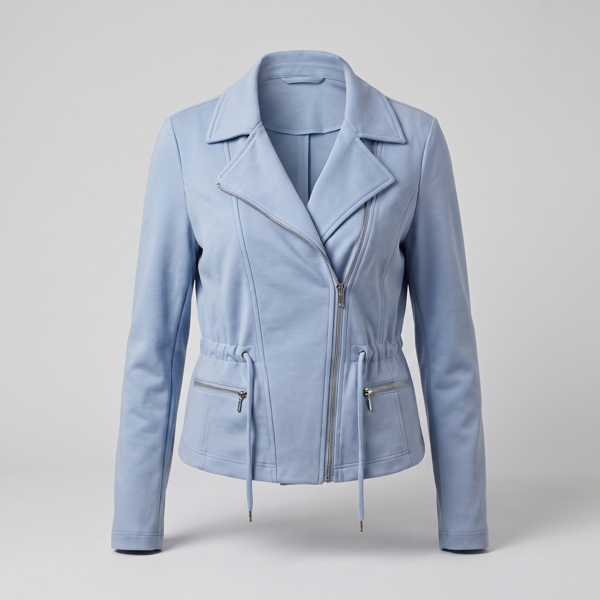 Tailored Zip Front Jacket - Sky Blue