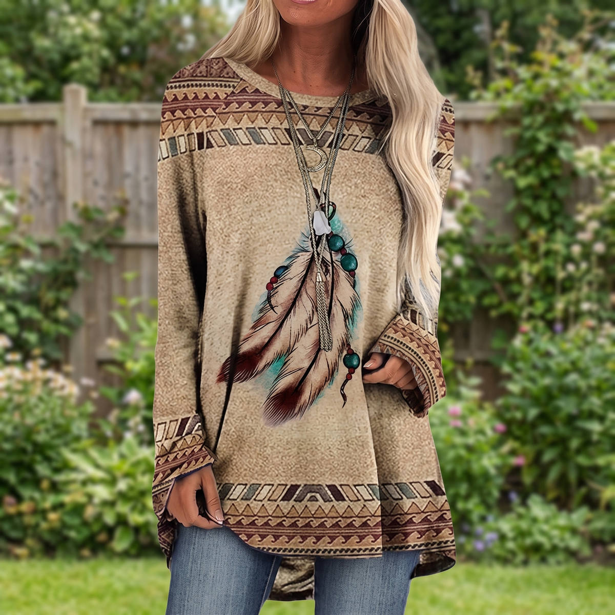 Tawnybrook Western Animal Print Top - Beige