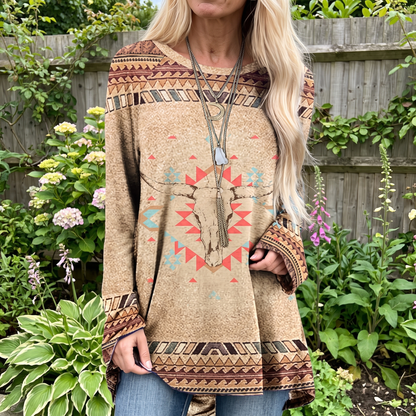 Tawnybrook Western Animal Print Top - Beige