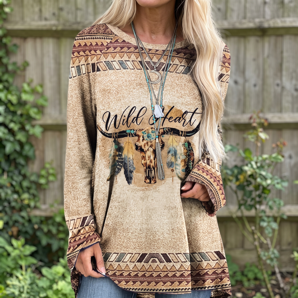 Tawnybrook Western Animal Print Top - Beige
