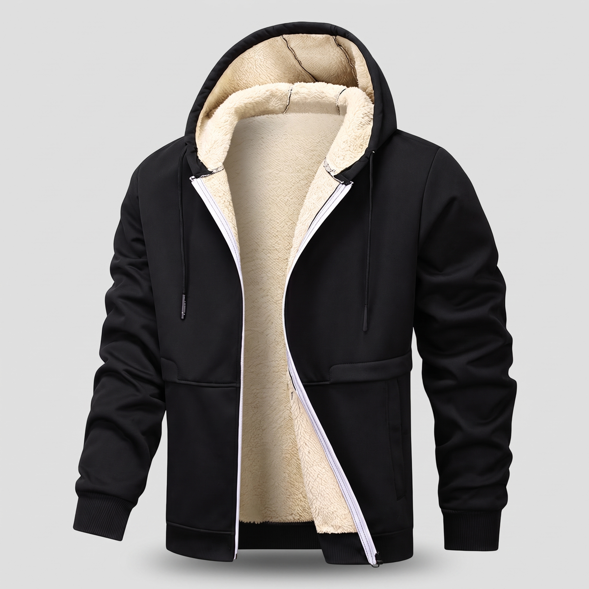 Teddy Lined Zip Jacket - Black