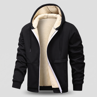 Teddy Lined Zip Jacket - Black