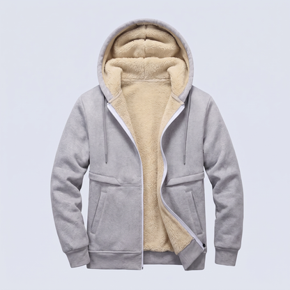 Teddy Lined Zip Jacket - Grey