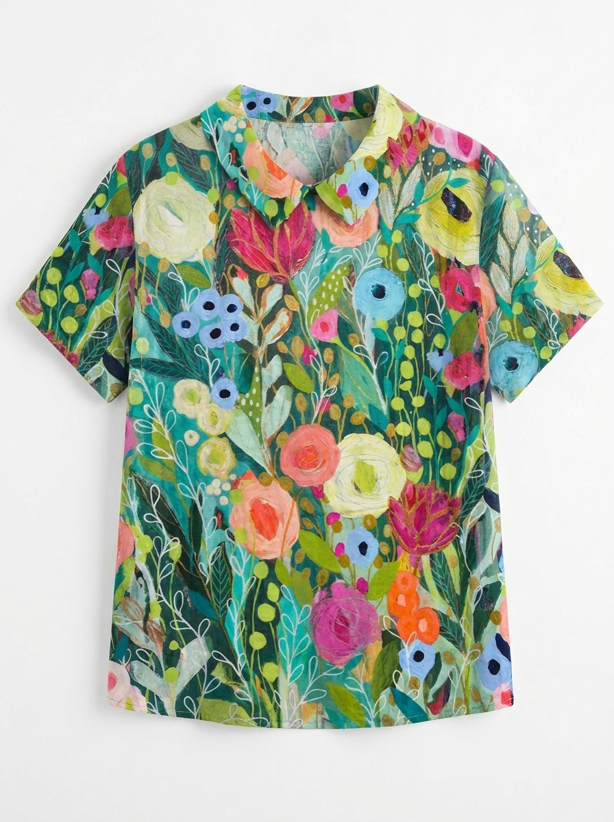 Tess Floral Art Print Shirt - Multicolor