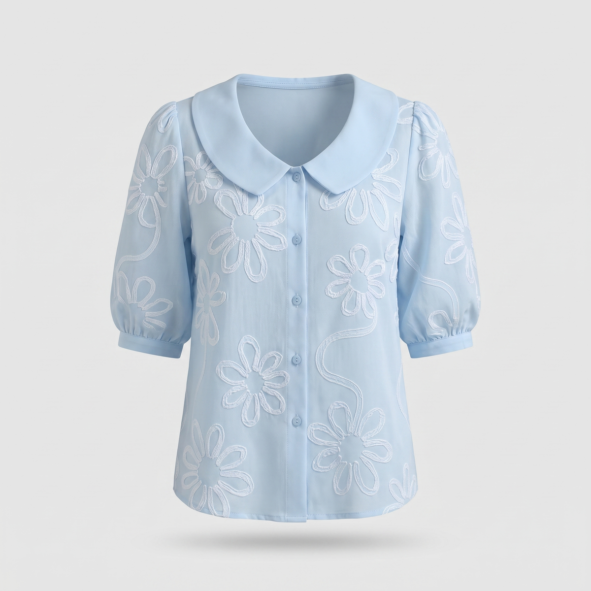 Tessa Natural Floral Top - Blue