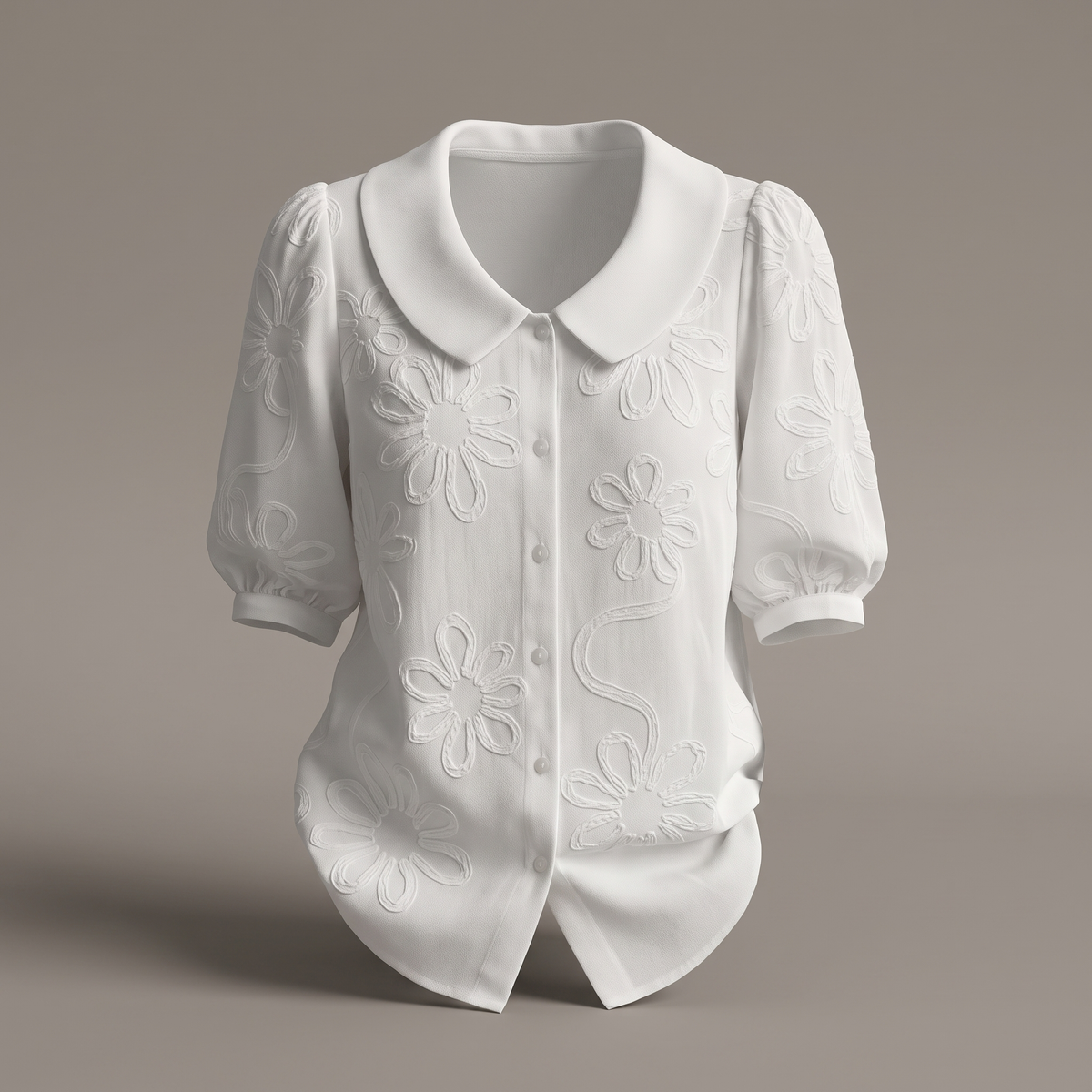 Tessa Natural Floral Top - White