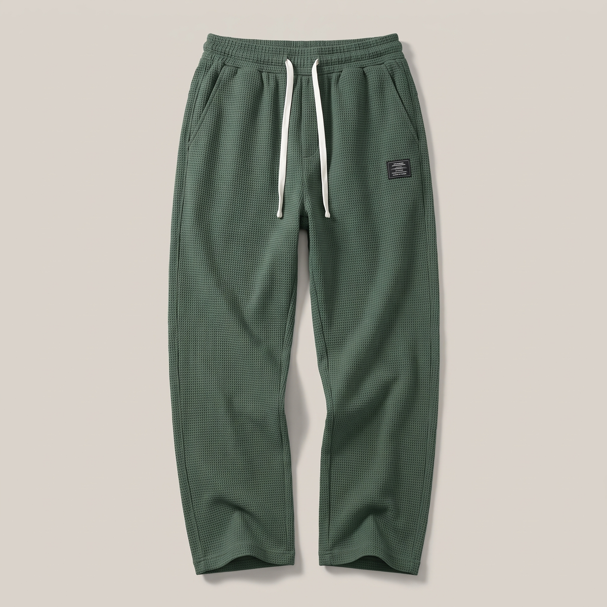 Textured Relaxed Fit Trousers - Army Green