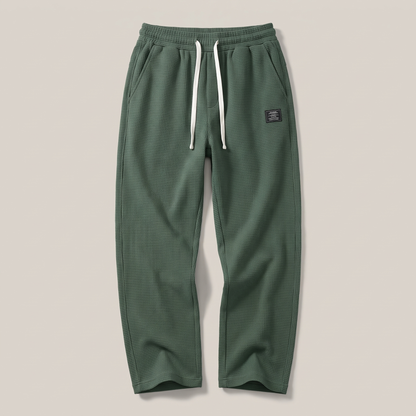 Textured Relaxed Fit Trousers - Army Green