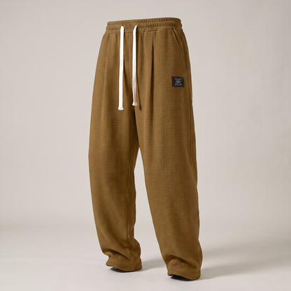 Textured Relaxed Fit Trousers - Brown