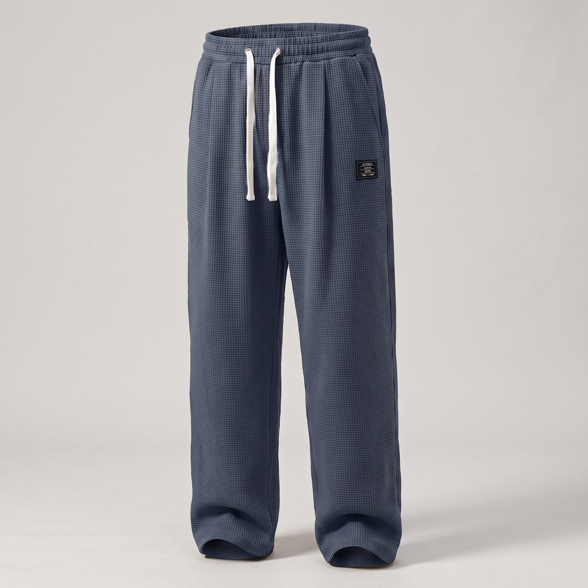 Textured Relaxed Fit Trousers - Dark Blue