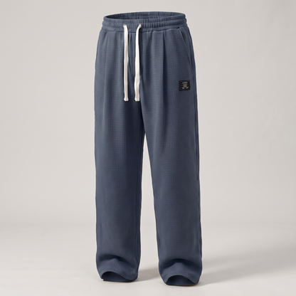 Textured Relaxed Fit Trousers - Dark Blue