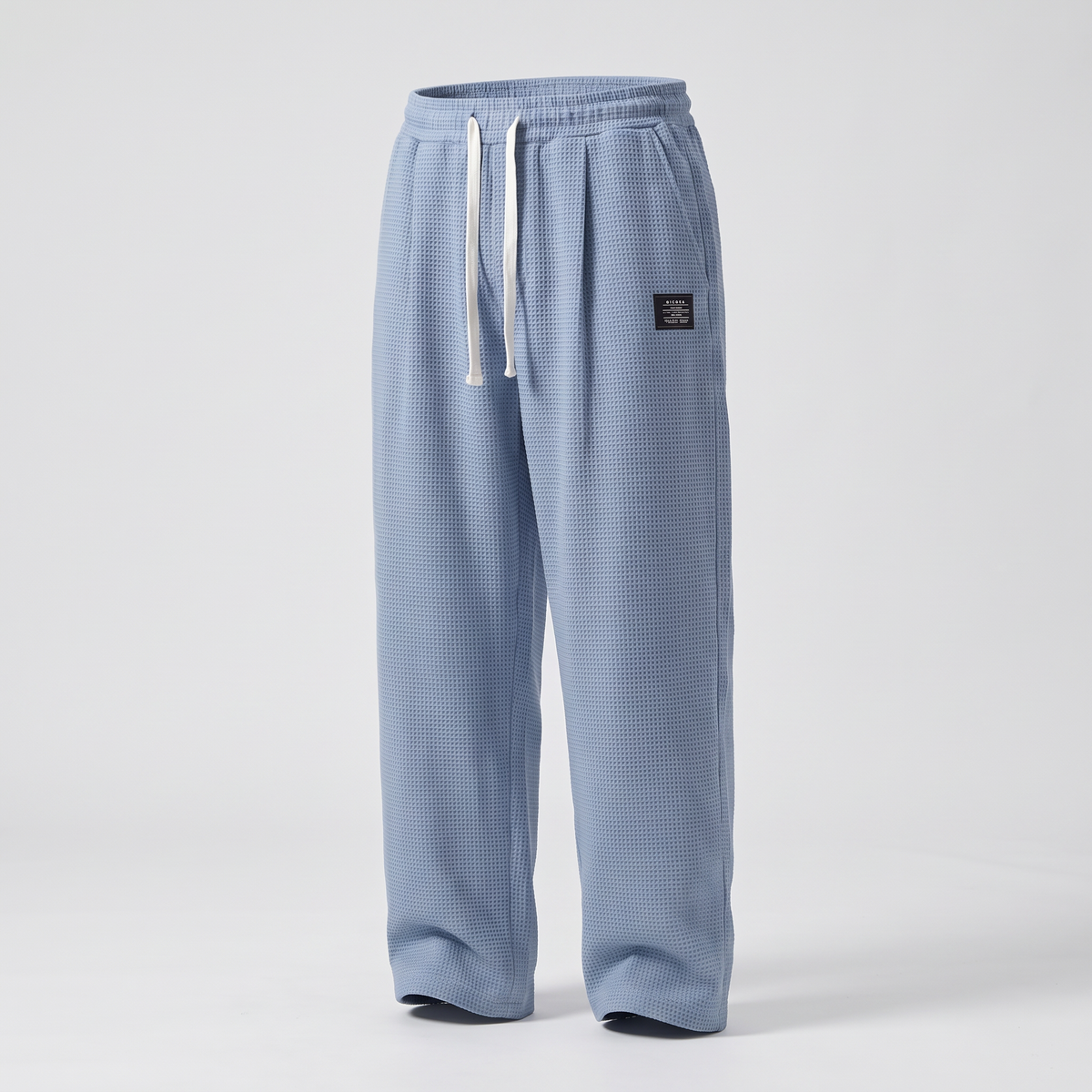 Textured Relaxed Fit Trousers - Sky Blue