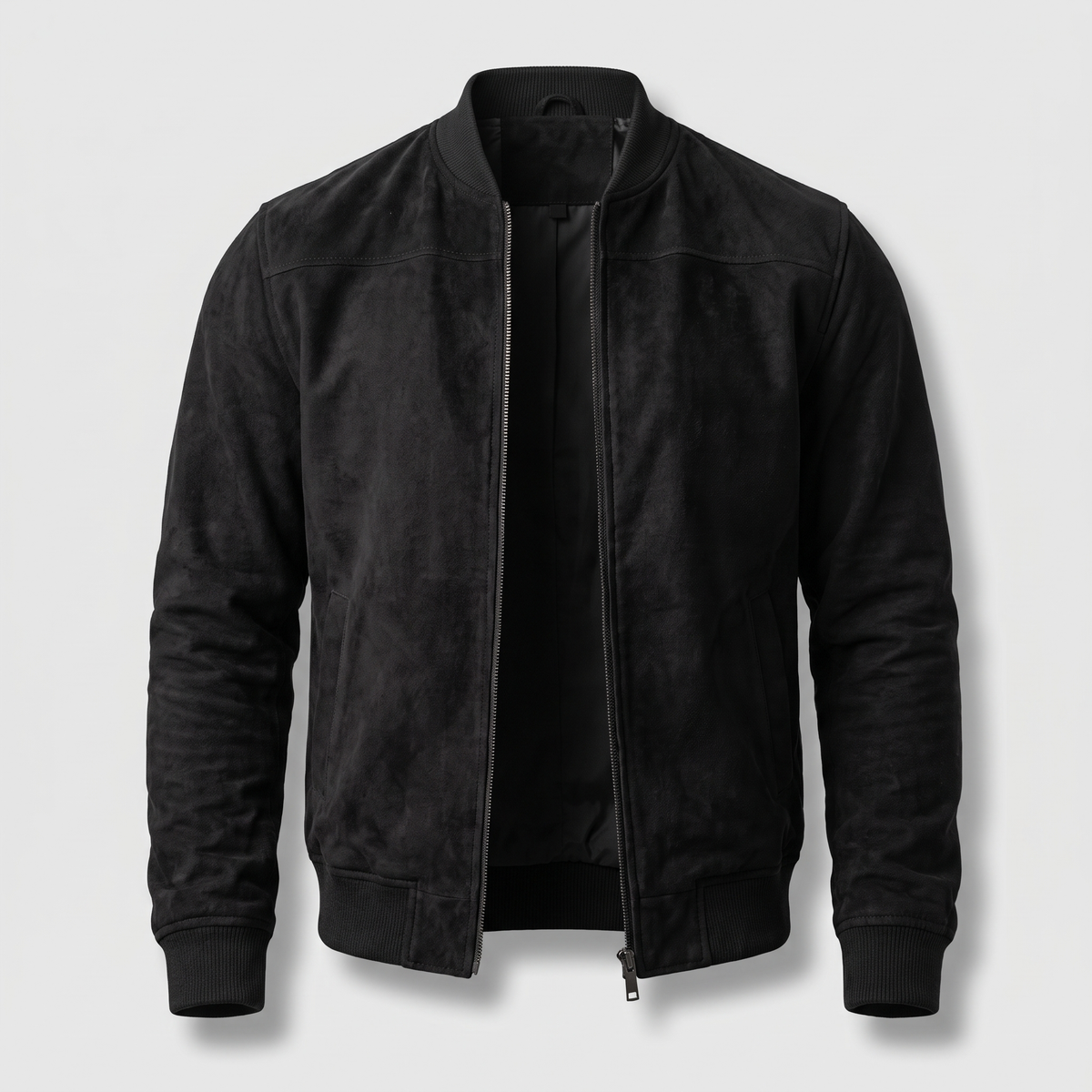 Textured Zip Front Jacket - Black