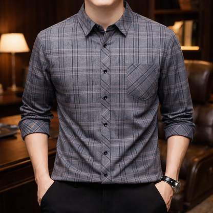Theo Plaid Button Shirt - Grey