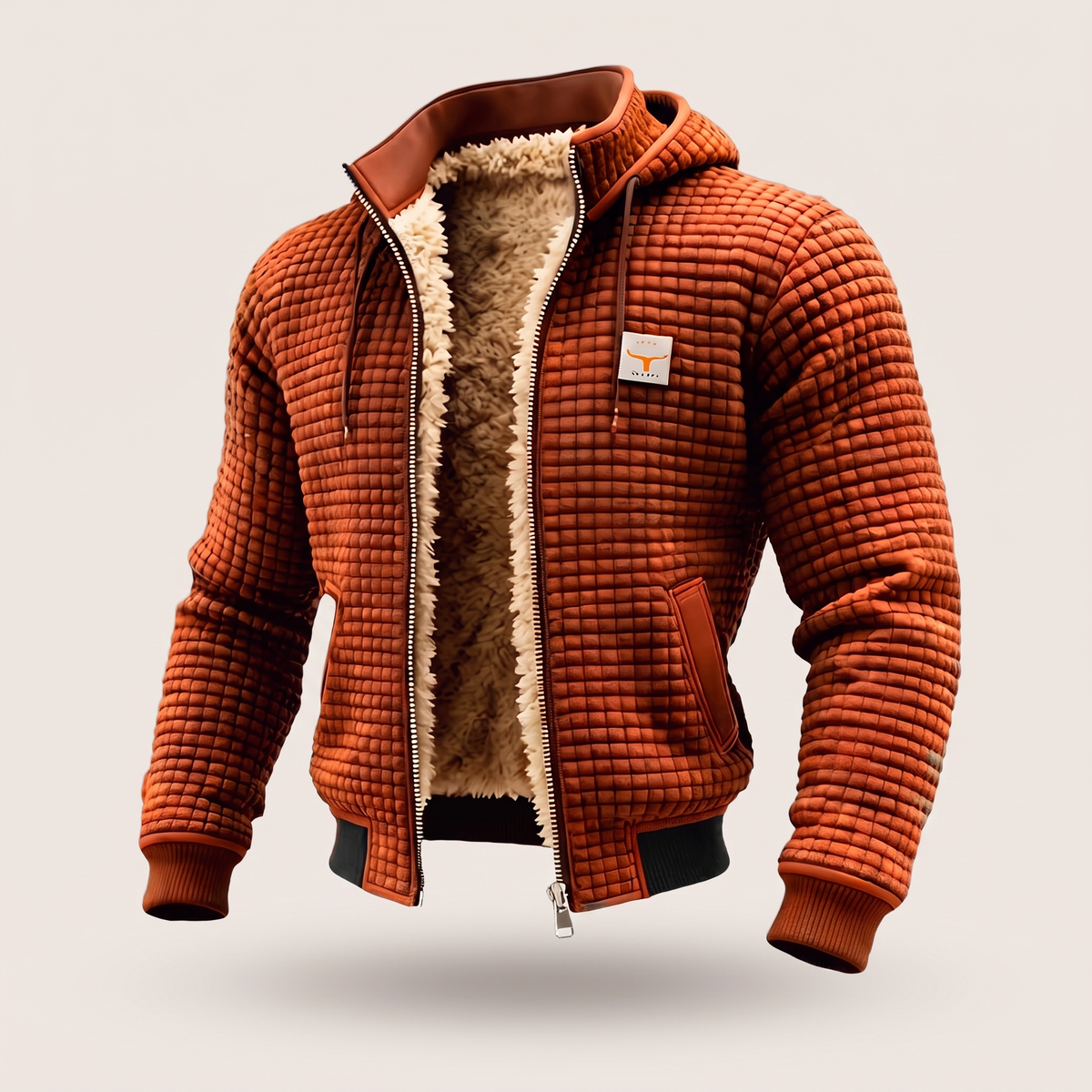 Warm Waffle Fleece Jacket - Brown