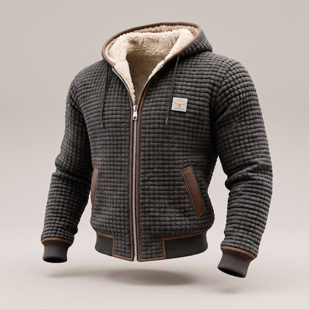 Warm Waffle Fleece Jacket - Grey