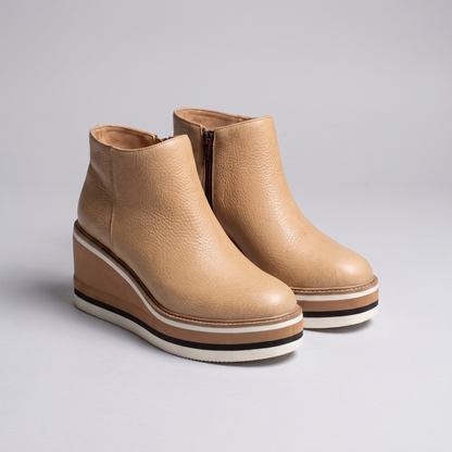 Timeless Wedge Ankle Boots - Beige