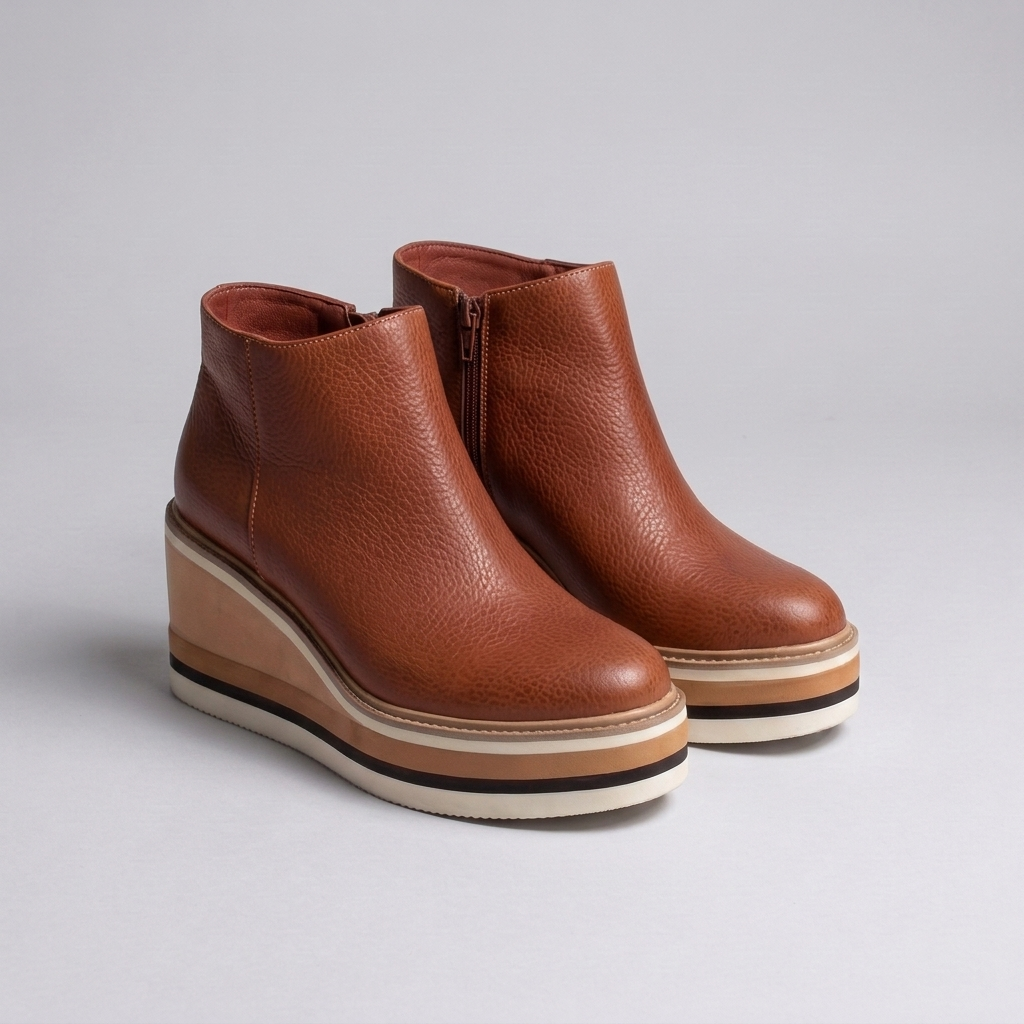 Timeless Wedge Ankle Boots - Brown