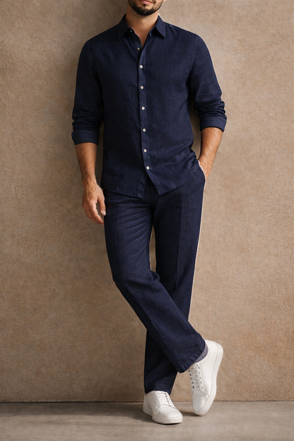 Trevain Classic Linen Pair - Navy