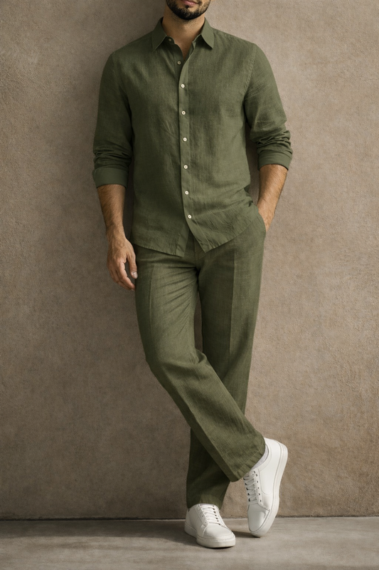 Trevain Classic Linen Pair - Olive Green