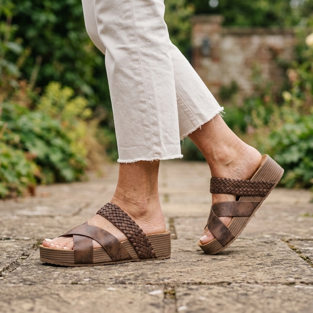 Trevanna Double-Strap Wedge Sandals