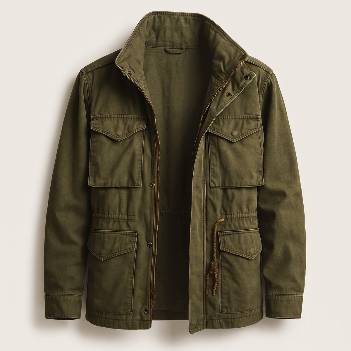 Utility Pocket Zip Jacket - Olive Green