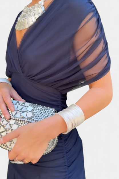 Valentina Wildflower V-Dress - Blue