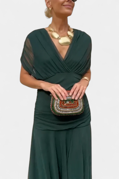 Valentina Wildflower V-Dress - Green