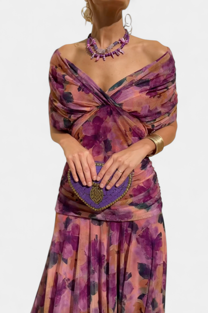 Valentina Wildflower V-Dress - Purple