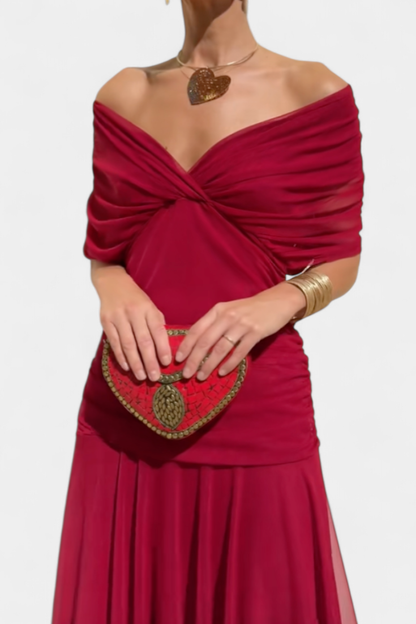 Valentina Wildflower V-Dress - Red