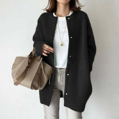 Vanna Elegant Buttoned Knit Jacket - Black