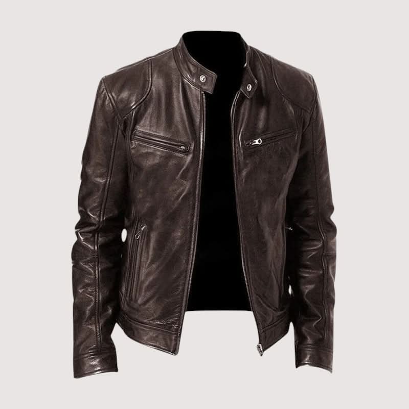 Velmor Leather-Look Jacket - Brown
