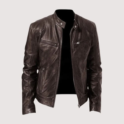 Velmor Leather-Look Jacket - Brown