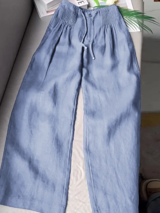 Veloria Relaxed Wide-Leg Trousers - Blue